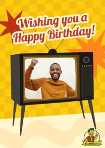 Retro TV Photo Birthday Card