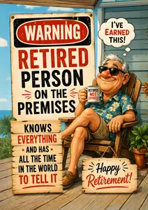 Warning: Retired Person On The Premises